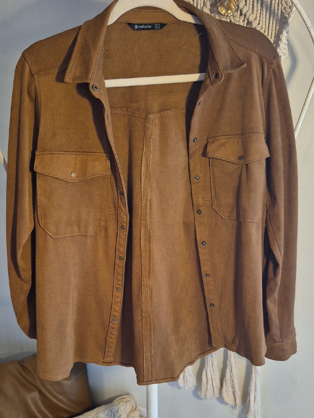Stradivarius  Casual Shirt Jacket in Cognac Brown